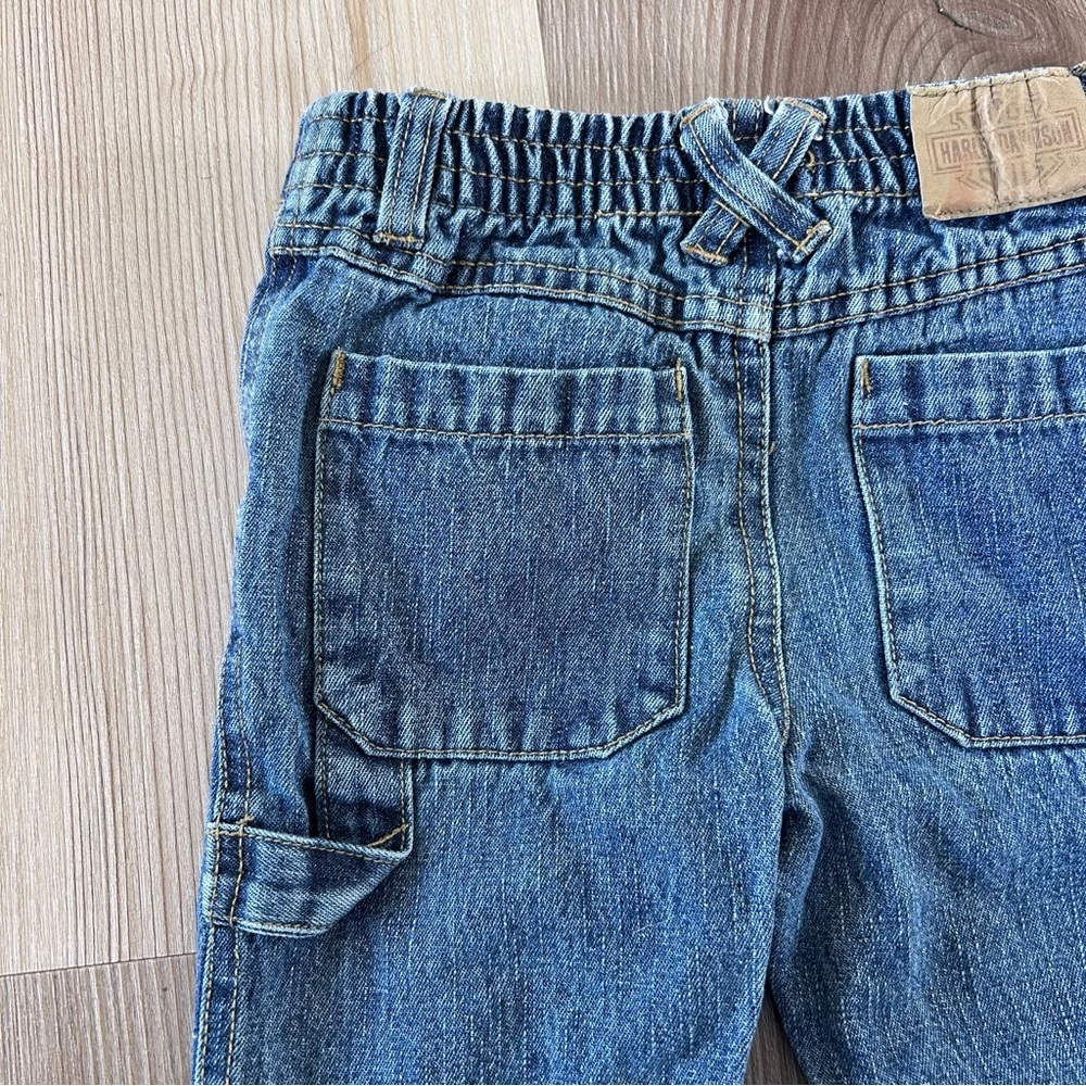 Harley-Davidson Carpenter Blue Denim Jeans with Tan Leather Patch